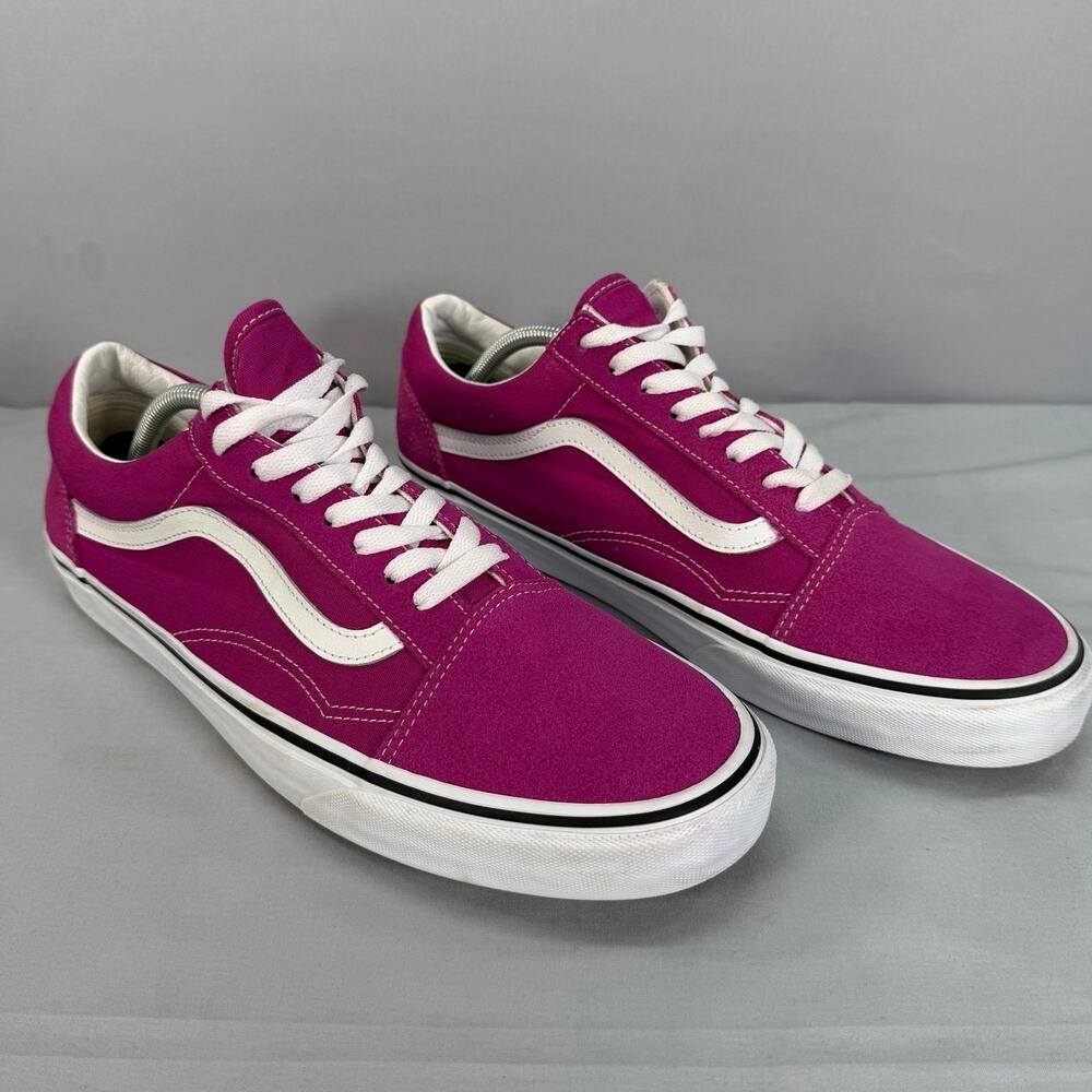 Vans Old Skool Sneakers Mens 12 Womens 13.5 Pink Magenta Low Top Skate Shoes